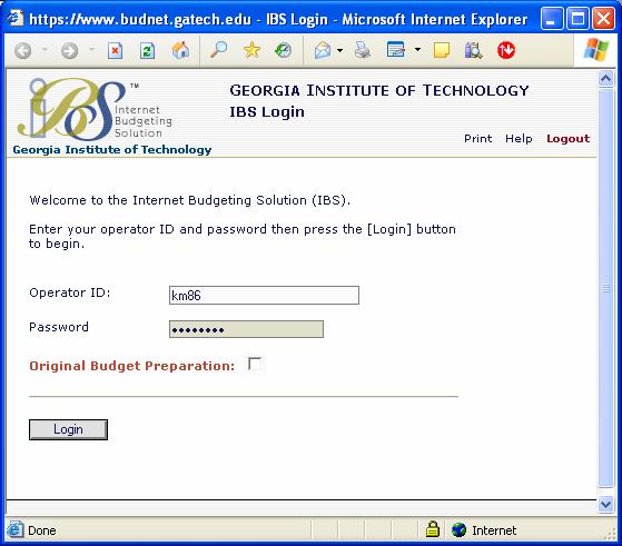 System Login A new window is opened that can be resized or moved as needed. Closing this window will end your IBS session and log you off the system.