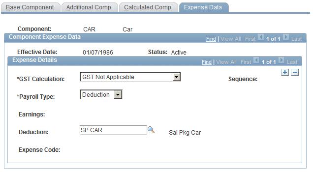 Setting Up Salary Packaging Chapter 3 Package Components - Expense Data page GST Calculation Defines how GST is tracked as an expense.