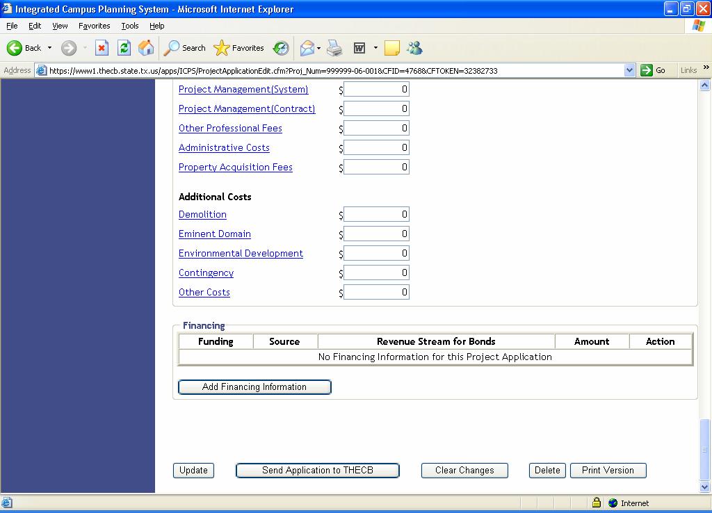9. To add the financing information, select the ADD FINANCING