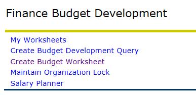 2.3 Click on the Create Budget Worksheet option.