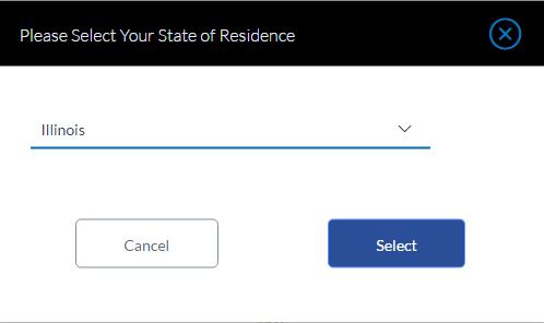 2.1 State of Residence Field Please select your state of residence Select State Select the state in which you reside. From the drop-down list, select the state of residence, and click Select.