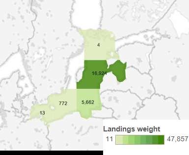 A short description for the main segments is provided below. Figure 5.13.3 Latvian effort and landings by FAO fishing area, 212.