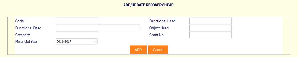 , object head, category and grant no. and click on Add.
