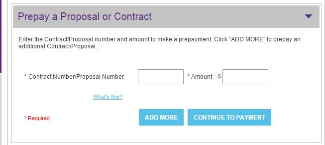 Prepay a Proposal or Contract Step 1: