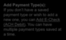 saved payment type or wish to add a new