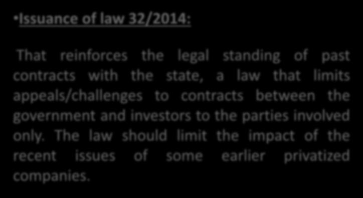 appeals/challenges to contracts between the government and investors to the parties