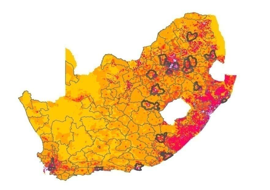 Cape Town 1990 Population Density Pretoria Johannesburg Polokwane