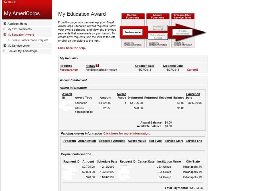After printing your confirmation page, click on My Education Award in the navigation pane above.