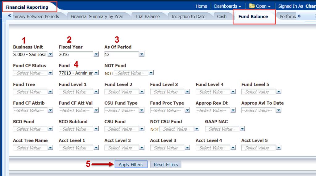 Step 2: Report Set-Up The following instructions will go through the steps for setting up a Fund Balance report.