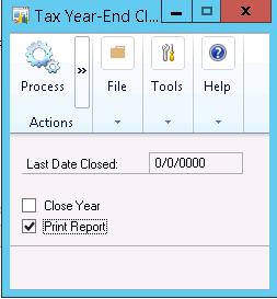 Payables Management Year-End Closing Print 1099 In order for the Vendor YTD amounts to be as accurate as possible, running Calendar Year End prior to posting any transactions for the new year is a