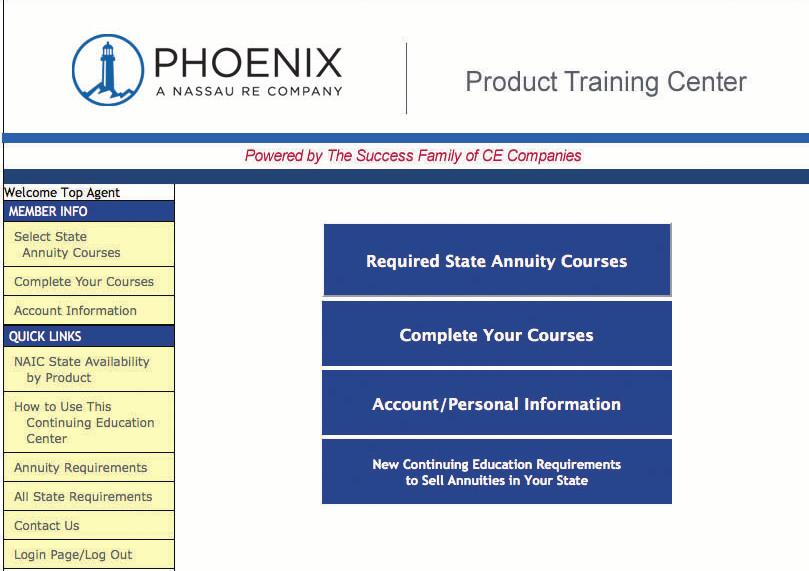 Accessing the Product Training Center Links to the training center can be found on Phoenix SalesNet, under Quick Links. Simply click on NAIC Product Training to enter.
