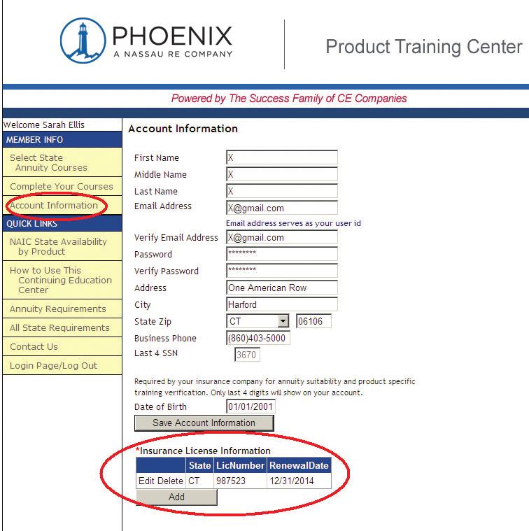 Update your records For CE courses taken elsewhere, certificates must be submitted to Phoenix: Fax: 1-816-221-9672 Email: contracts@phoenixwm.