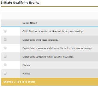 Select the appropriate qualifying event and