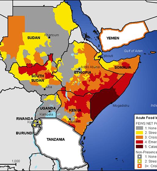 Responding to severe droughts in East Africa, 2011 Chronic and acute food shortages Ethiopia the only country not to increase poverty in the region PSNP: Using EWS, expanded its