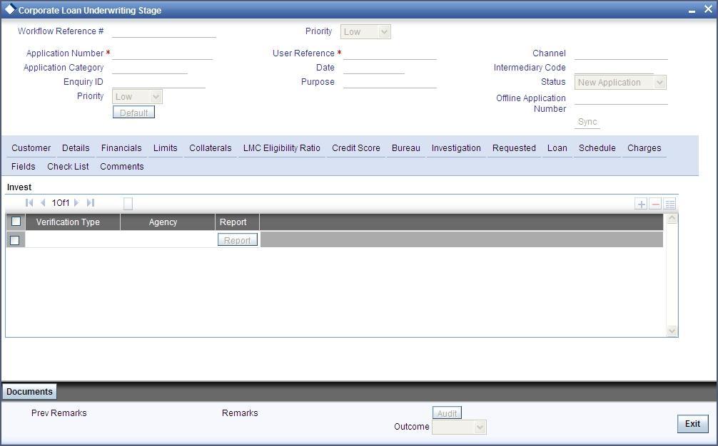 1.14.16 Investigation Tab In this tab, the system captures the field investigation details associated with the customer.