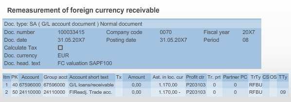 20X7. The change in the value of the receivable between initial measurement and remeasurement amounts to NZD -1,170 (= NZD 184,620 - NZD 185,790).