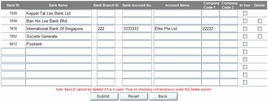 Bank Setup Fig. 2-4 The Banks setup is where you create the banks used in your company and also by your employees.