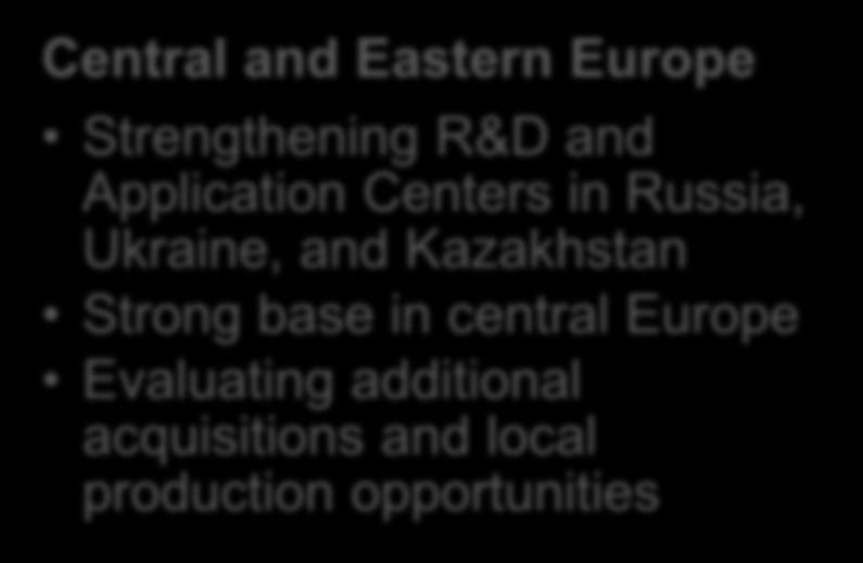 Ukraine, and Kazakhstan Strong base in central Europe
