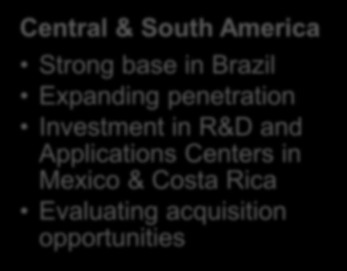 opportunities Central & South America Strong base in Brazil