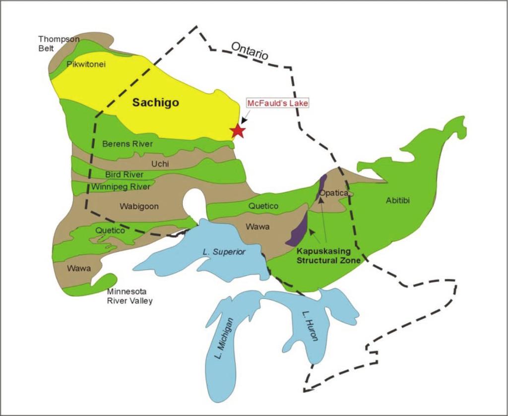 Figure 3 The Superior Province of Ontario Thompson Belt Pikwitonei Ontario N Sachigo McFauld s Lake Berens River Uchi Bird River Winnipeg River Wabigoon Quetico Opatica Abitibi Quetico Wawa Wawa L.