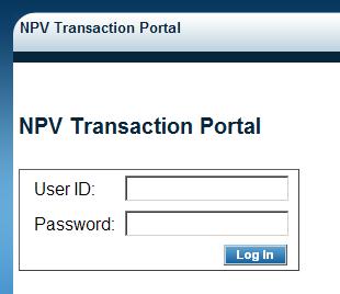 The NPV Transaction Portal will open.