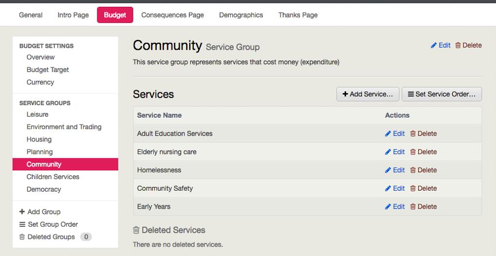 Next, select one of your service groups: Click on Add Service to add your first service item.
