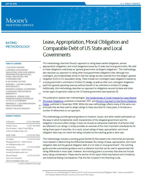 Moody s New Lease Methodology Published July 26, 2016 469 Ratings Put on Review No Florida