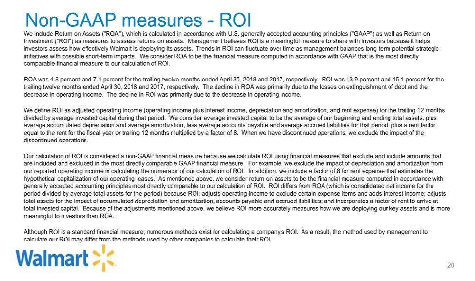 Non-GAAP measures - ROI We include Return on Assets ("ROA"), which is calculated in accordance with U.S.