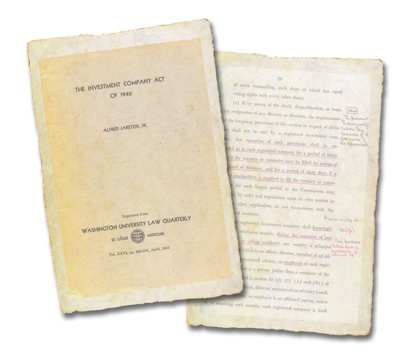 Pages shown are excerpted from Stradley Ronon s archival copy of the report of the 1939 hearings on the legislation that became the Investment Company Act of 1940.