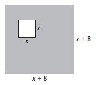8) Application Problem: The figure below is a square. Find an expression for the area of the shaded region. Write your answer in standard form.
