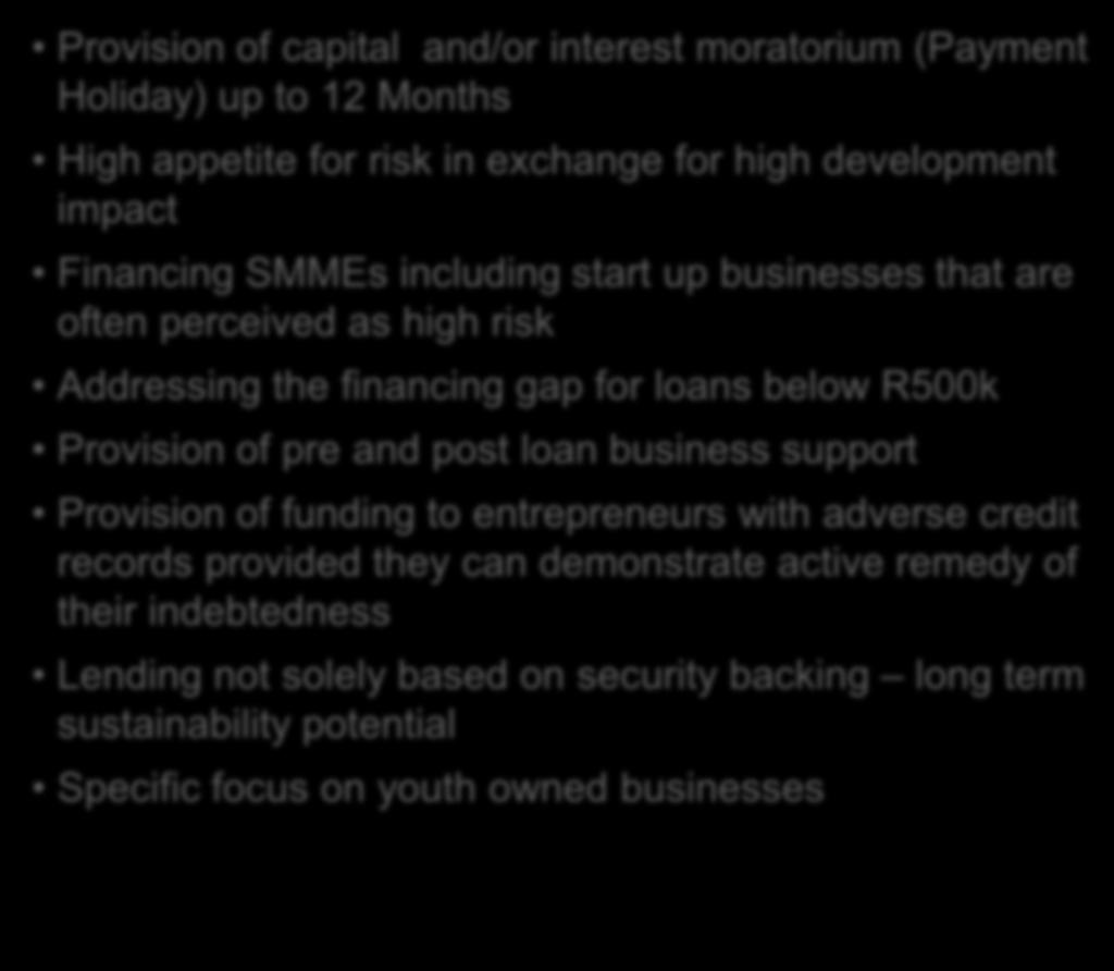 perceived as high risk Addressing the financing gap for
