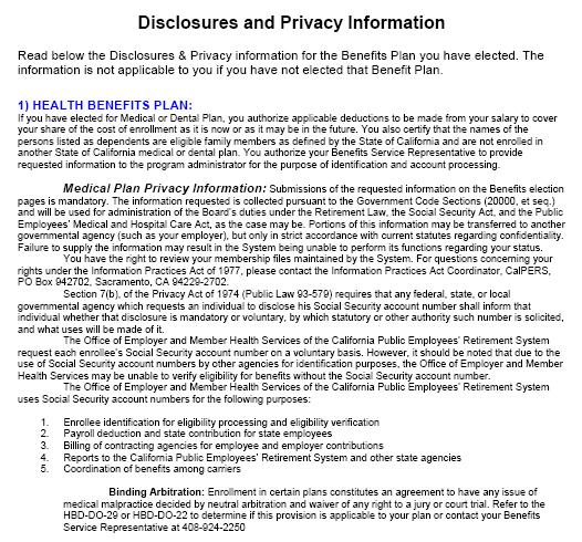 Disclosures and Privacy Notice The hyperlink mentioned in step 5 of the previous page provides legal disclosures and privacy information about various benefit plans such as Health (Medical & Dental),