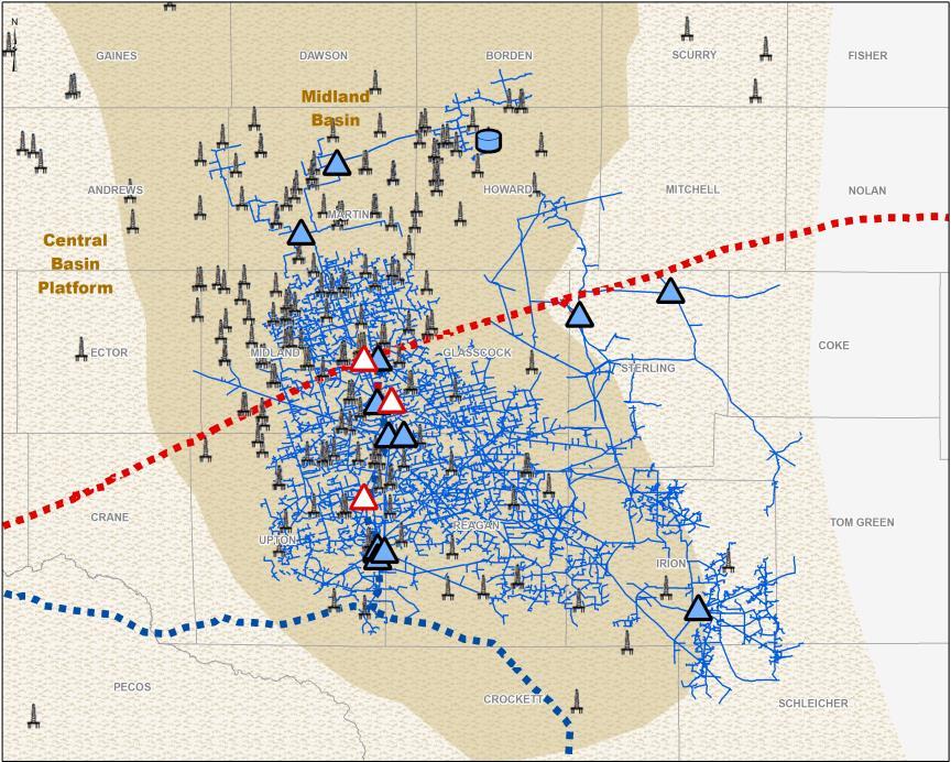 MMcf/d Permian Midland Basin Expansions to Keep Pace with Growth Asset Map and Rig Activity (2) 1,400 1,200 1,000 800 600 400 200 0 Targa Midland Basin Inlet Volume (1) 2014 2015 2016 2017 Legend