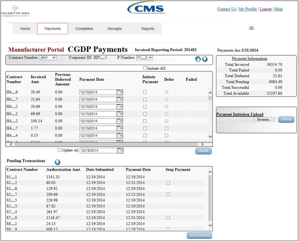 Features of the New CGDP Web Portal Payment Screen Only exact amounts invoiced can be paid Defer amounts too small for your bank to pay (max.