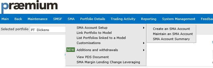 Editing SMA application details Select SMA > SMA Account Setup > Maintain an