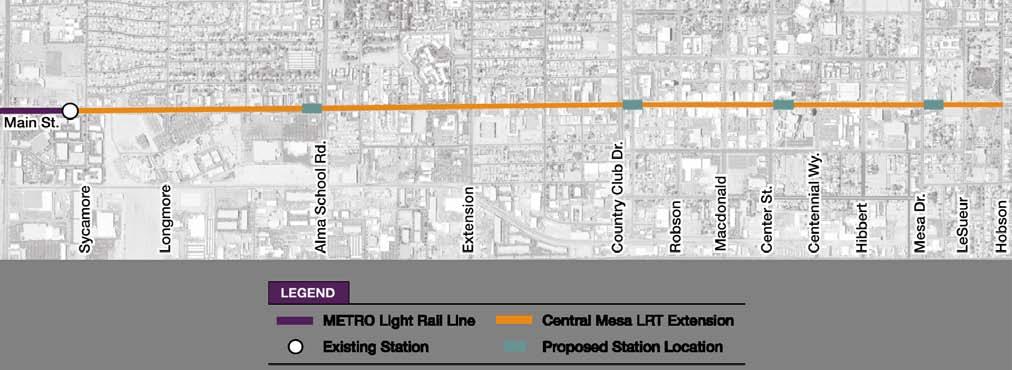 Central Mesa LRT Extension Alignment Central Mesa Extension Sources and Uses of Funds: The total capital cost of the Central Mesa Extension project over the FY 2011 to FY 2015 period is budgeted to