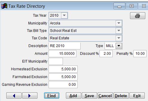 Township/Borough), State, and Zip Code. Tax Collector name, Address, and Phone number are not necessary to collect bills.