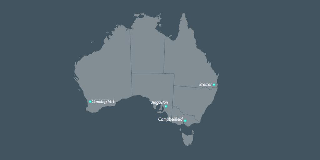 National footprint of aluminium extrusion plants and distribution centres Extrusion plants plants Distribution centres centres QLD - Bremer Capacity 35k tonnes, 4 presses 2 paint lines and anodising