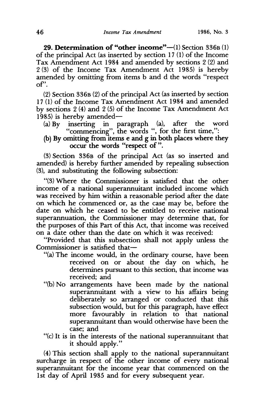 46 Income Tax Amendment 1986, No. 3 29.