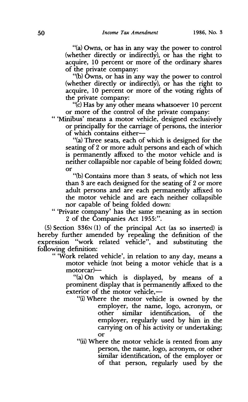 50 Income Tax Amendment 1986, No.