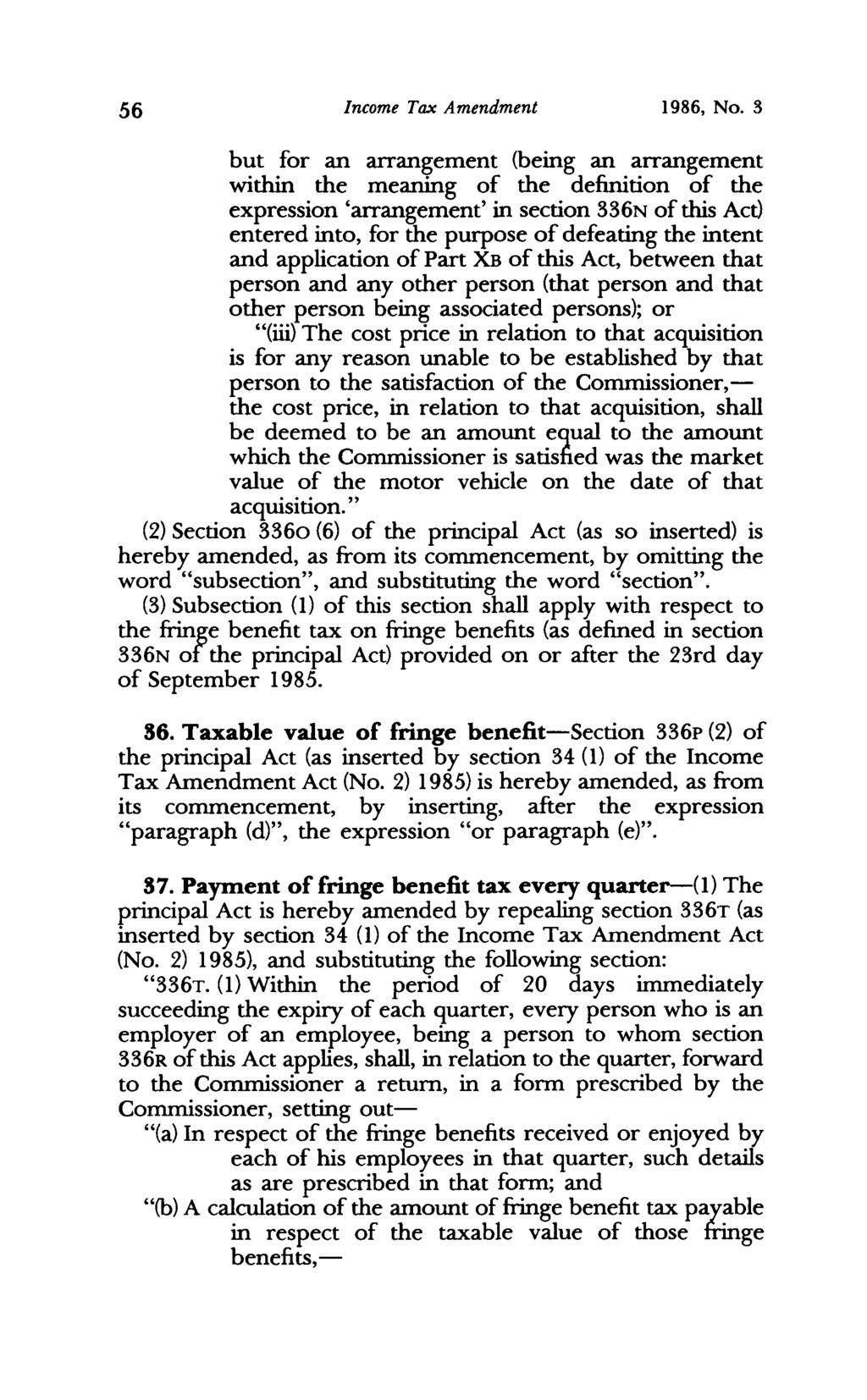 56 Income Tax Amendment 1986, No.