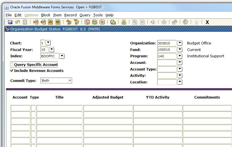 form FGIBDST, a user can enter their Index