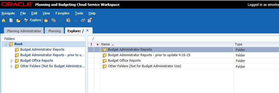Navigate within the Explore Folder to view and generate reports.