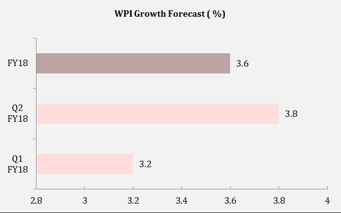 However, growth is expected to pickup in latter part of the year. Wholesale Price Index (WPI) & Consumer Price Index (CPI) Wholesale Price Index based inflation rate is projected at 3.