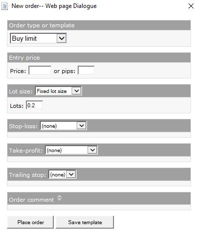 PLACING PENDING ORDERS You can set pending orders (Buy Limit, Sell Limit, Buy Stop, and Sell Stop) by clicking on the green button located at the top right corner of the MT4+ Mini Terminal window.