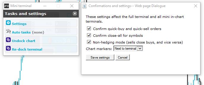 NON-HEDGING MODE To turn on the non-hedging mode, tick the Non-hedging mode (sells close buys, and vice versa) check-box () from the Confirmations and settings window.