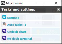 AUTOMATED TASKS You can view a list of all the automated tasks which the MT4+ Mini Terminal is running, including trailing stops on