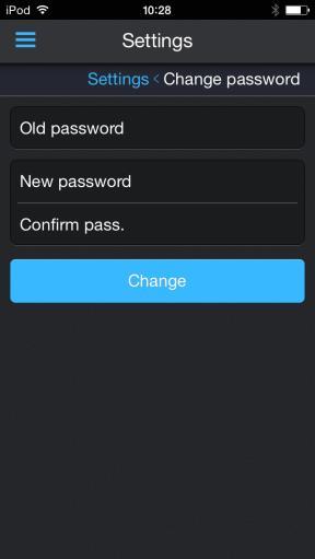 User is able to change password by taping on "Change password" button.