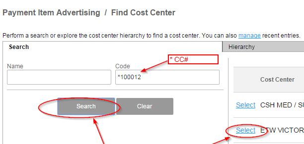Expense Reports and Payment Requests Creating a Payment Request Searching for a Cost Center XM remembers cost centers (accounting units) you have used previously and your default.