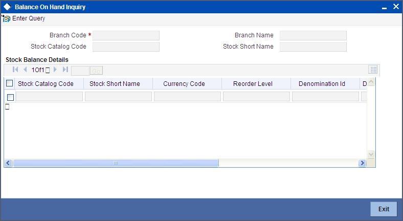 Once you have specified the Stock Catalog Code, and if needed the Reference Number, click Query button.